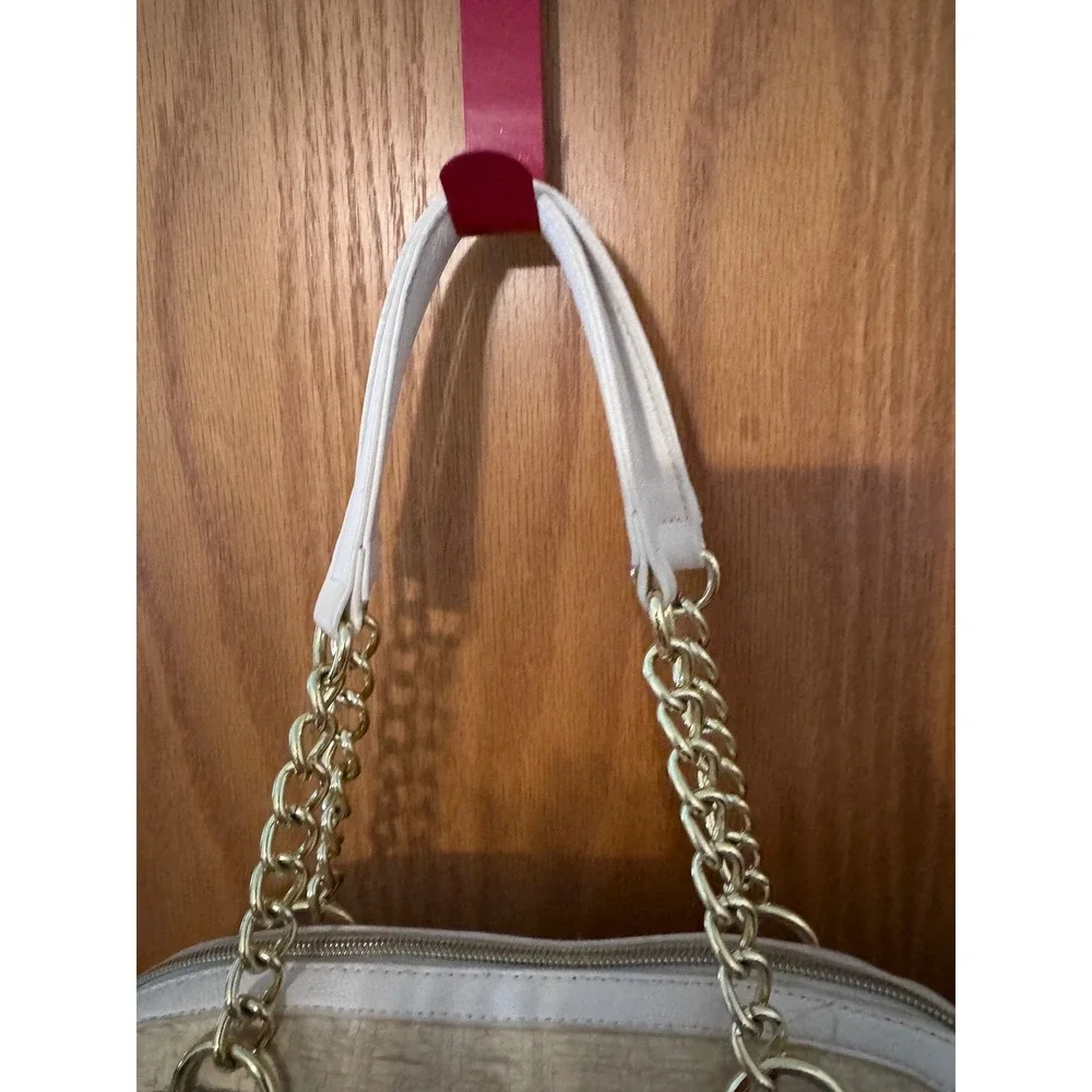 Betsey Johnson XOX Betsey Straw Satchel Floral Bow Handbag Gold Chain Handles